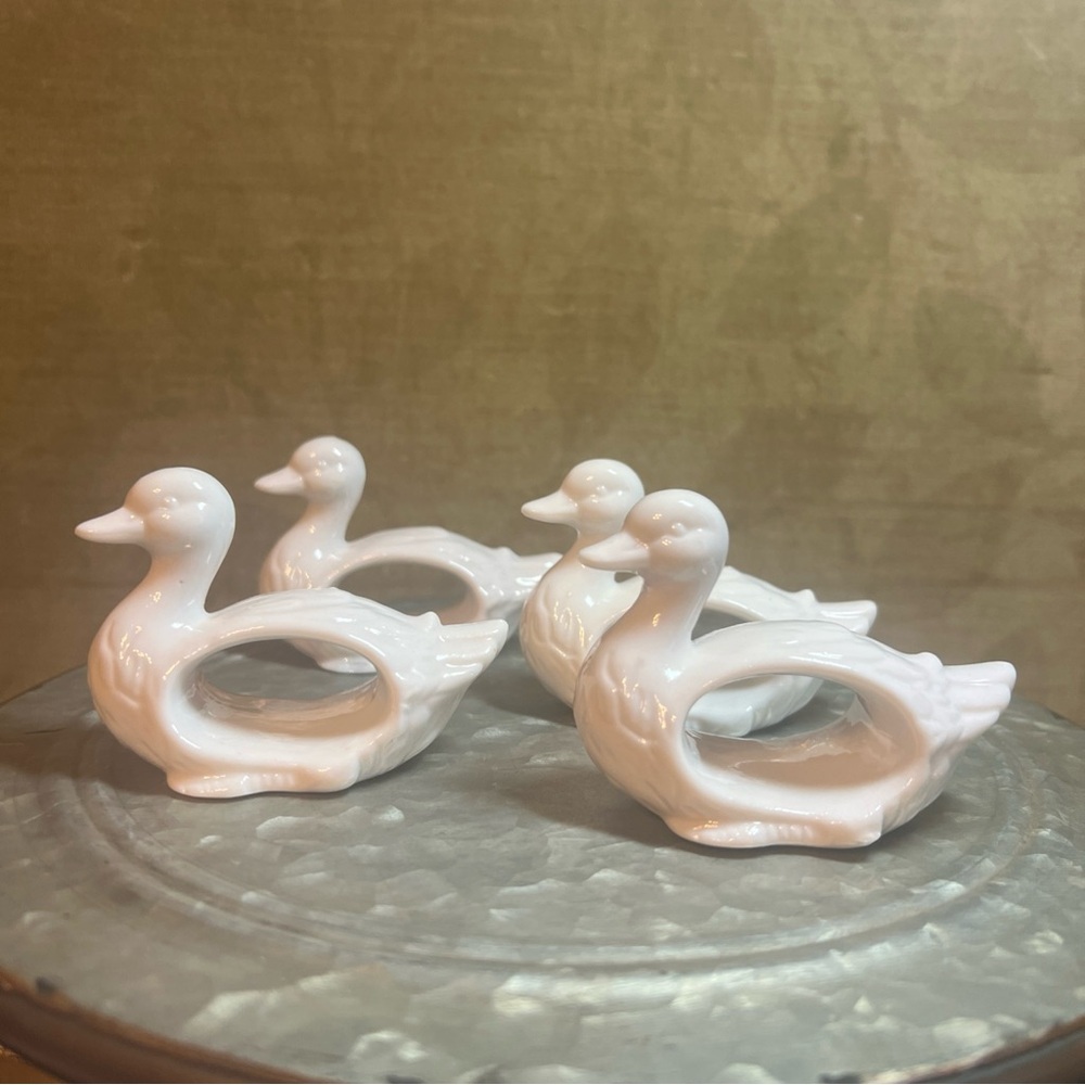 Vintage Shafford Design #2083 Duck Shape Napkin Ring Set Of 4